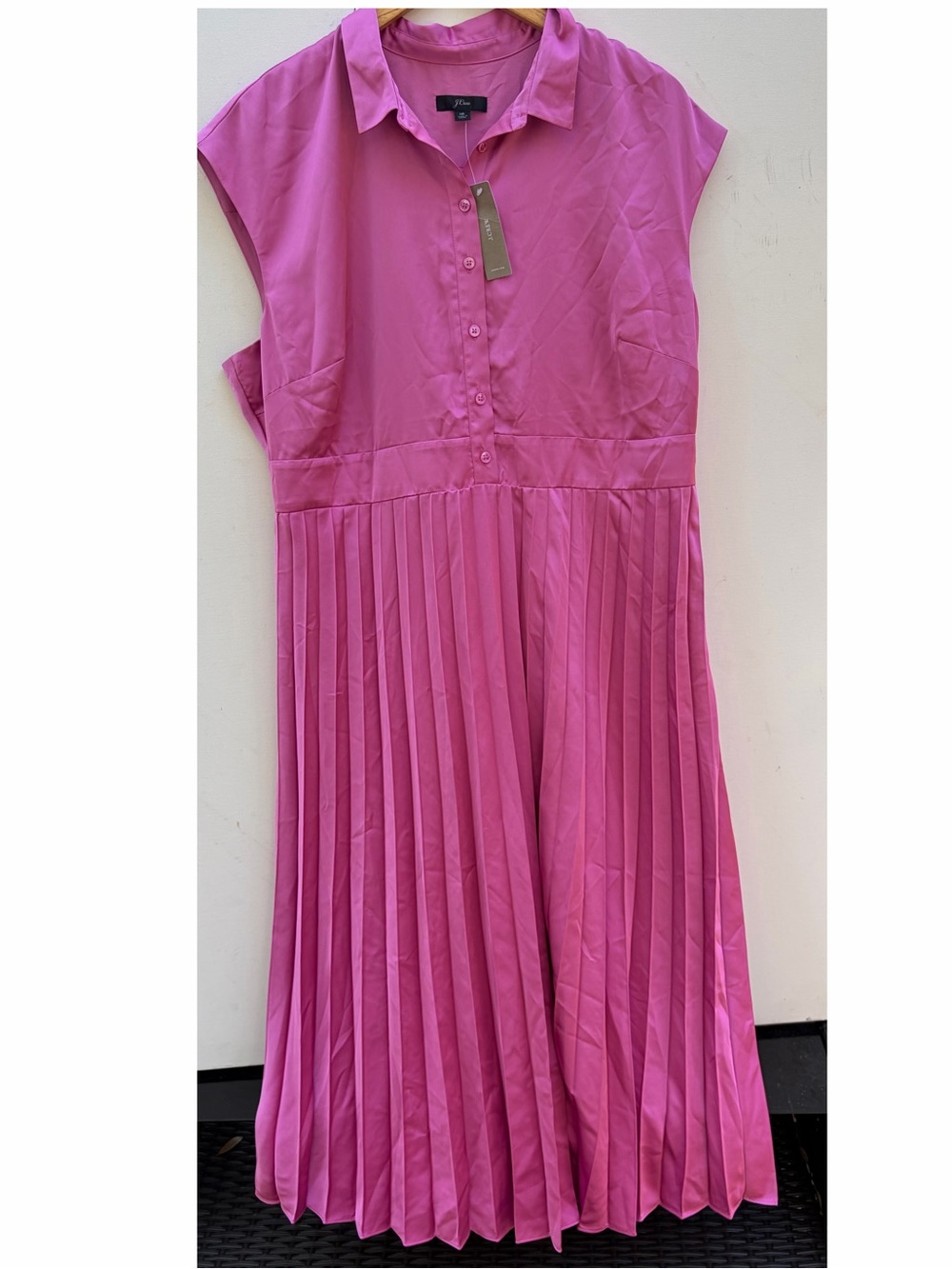 J Crew Pleated Satin Shirtdress NWT